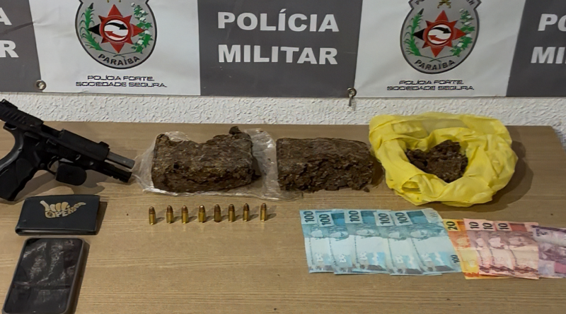 Polícia Militar prende suspeito e apreende arma de fogo, munições e drogas em comunidade da Capital